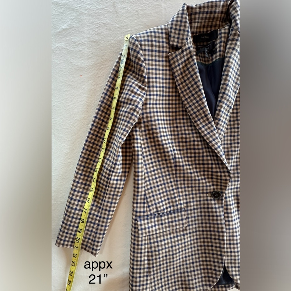 J Crew Alfie Blazer Italian Stretch Wool Honey Plaid (Sz 0P) - Picture 12 of 17